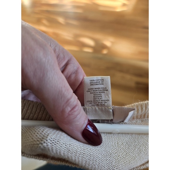 LOFT Paris Graphic Sweater Ivory Knit French Girl Chic Pullover Size L - Picture 6 of 6